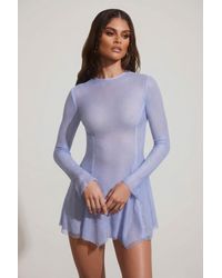 Oh Polly - Embellished Long Sleeve Backless Mini Dress - Lyst
