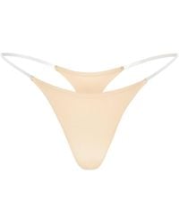 Oh Polly - Seamless Knit Clear Strap Thong - Lyst
