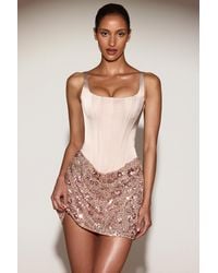 Oh Polly - Satin Corset Embellished Skirt Mini Dress - Lyst