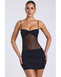 Oh Polly - Sheer Panelled Ruched Mini Dress - Lyst