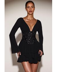 Oh Polly - Chiffon Embellished Corset A-Line Mini Dress - Lyst