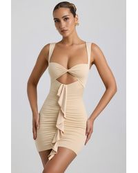 Oh Polly - Slinky Jersey Cut-Out Ruffle-Trim Mini Dress - Lyst
