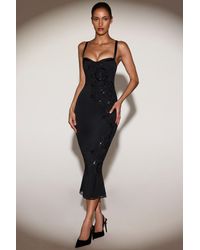 Oh Polly - Embellished Peekaboo Fluted-Hem Midaxi Dress - Lyst