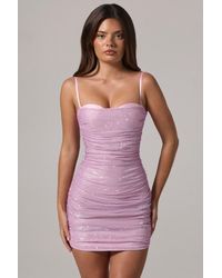 Oh Polly - Embellished Peekaboo Ruched Mini Dress - Lyst