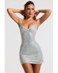 Oh Polly - Embellished V-Neck A-Line Mini Dress - Lyst