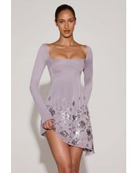 Oh Polly - Embellished Appliqué Asymmetric Mini Dress - Lyst