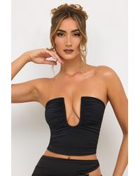 Oh Polly - Jersey Strapless Plunge Neck Top - Lyst