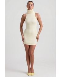 Oh Polly - Ribbed-Knit Turtleneck Mini Dress - Lyst
