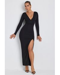 Oh Polly - Modal Plunge Neck Long Sleeve Maxi Dress - Lyst
