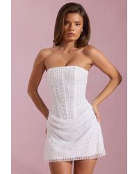 Oh Polly - Embellished Draped Strapless A-Line Mini Dress - Lyst