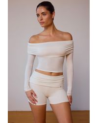 BO+TEE - Sheer Off-Shoulder Long-Sleeve Top - Lyst