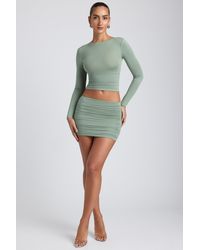 Oh Polly - Modal Ruched Mid-Rise Mini Skirt - Lyst