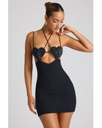 Oh Polly - Embellished Heart Cup Detail Mini Dress - Lyst