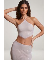 Oh Polly - Embellished Open Back Crop Top - Lyst
