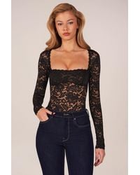 Oh Polly - Long-Sleeve Laced Bodysuit - Lyst