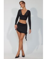 Oh Polly - Slinky Jersey Mid Rise Ruffle Layer Mini Skirt - Lyst
