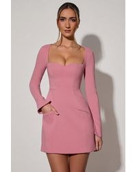 Oh Polly - Sweetheart-Neck Long-Sleeve A-Line Mini Dress - Lyst