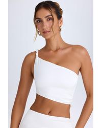 Oh Polly - Ruched Asymmetric Crop Top - Lyst