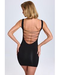 Oh Polly - Modal Lace-Trim Bodycon Mini Dress - Lyst