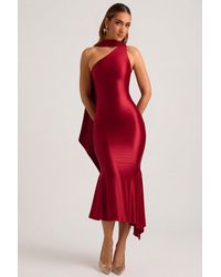 Oh Polly - Asymmetric Scarf-Detail Midaxi Dress - Lyst