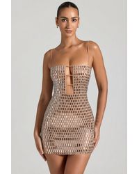 Oh Polly - Embellished Cut-Out Mini Dress - Lyst