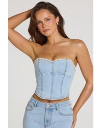 Oh Polly - Denim Corset Top - Lyst
