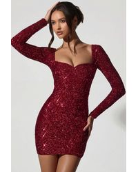 Oh Polly - Embellished Sweetheart-Neck Mini Dress - Lyst