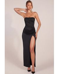 Oh Polly - Bandeau Draped Thigh-High Maxi Dress - Lyst