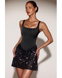 Oh Polly - Satin Corset Embellished Skirt Mini Dress - Lyst