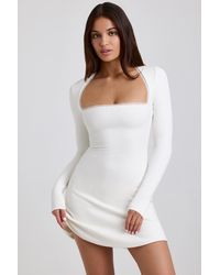 Oh Polly - Ribbed Modal Lace-Trim Mini Dress - Lyst