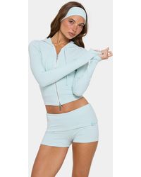 BO+TEE - Ribbed Jersey Cropped Hoodie - Lyst