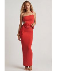 Oh Polly - Textured Jersey Low-Rise Maxi Skirt - Lyst