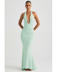 Oh Polly - Ruched Backless Halterneck Gown - Lyst