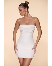 Oh Polly - Embellished Strapless Cowl Neck Mini Dress - Lyst