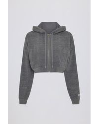BO+TEE - Terry Cotton Zip-Up Cropped Hoodie - Lyst