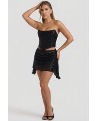 Oh Polly - Embellished Draped Mid-Rise Mini Skirt - Lyst