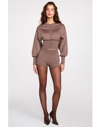 Oh Polly - Knit Mid-Rise Mini Shorts - Lyst