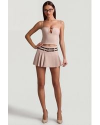 Oh Polly - Belted Low-Rise Pleated Mini Skirt - Lyst