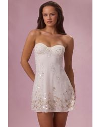 Oh Polly - Embellished Bandeau Mini Dress - Lyst
