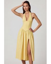Oh Polly - Modal Broderie Anglaise Halterneck Midaxi Dress - Lyst