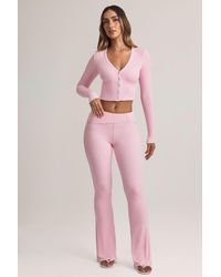 Oh Polly - Modal Foldover Mid-Rise Flared Trousers - Lyst