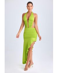 Oh Polly - Asymmetric Cut-Out Halterneck Midaxi Dress - Lyst