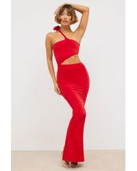 Oh Polly - Jersey Asymmetric Cut Out Maxi Dress - Lyst