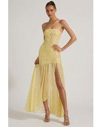 Oh Polly - Semi-Sheer Embellished Asymmetric Maxi Dress - Lyst