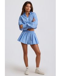 BO+TEE - Cotton Poplin Stripe Pleated Shorts - Lyst