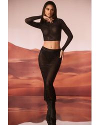 Oh Polly - Embellished Low Rise Maxi Skirt - Lyst