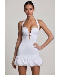 Oh Polly - Bow-Detail Halterneck Bubble Hem Mini Dress - Lyst