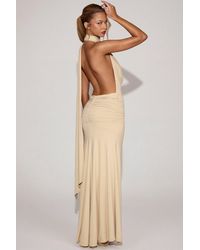 Oh Polly - Soft-Jersey Plunge Halterneck Maxi Dress - Lyst