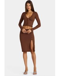 Oh Polly - Modal Lace-Trim Low-Rise Midi Skirt - Lyst