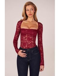 Oh Polly - Long-Sleeve Laced Bodysuit - Lyst